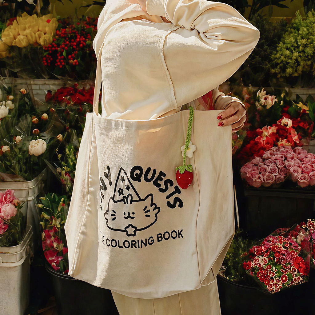 Tiny Quests Tote Bag — Mochi the Wizard Cat
