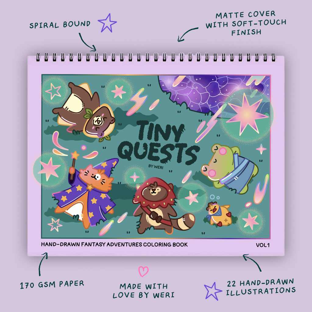 The Tiny Quests Coloring Book vol.1 — Physical Version
